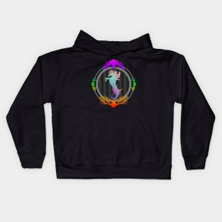 Framed Sea Unicorn (neon) Kids Hoodie